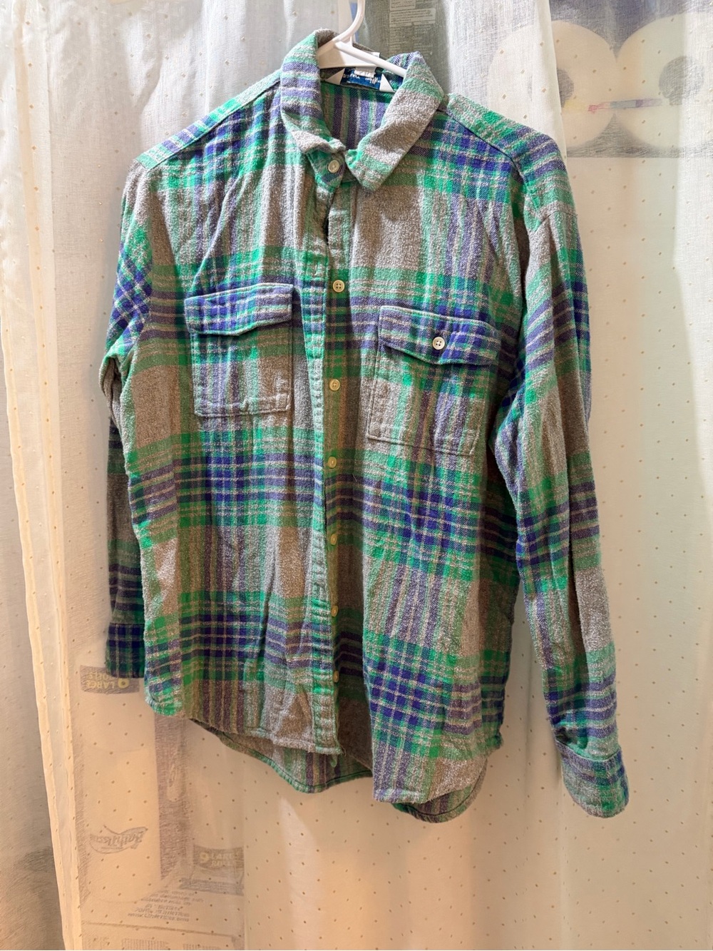 Old Navy Green and Blue Plaid Button-Down Shirt